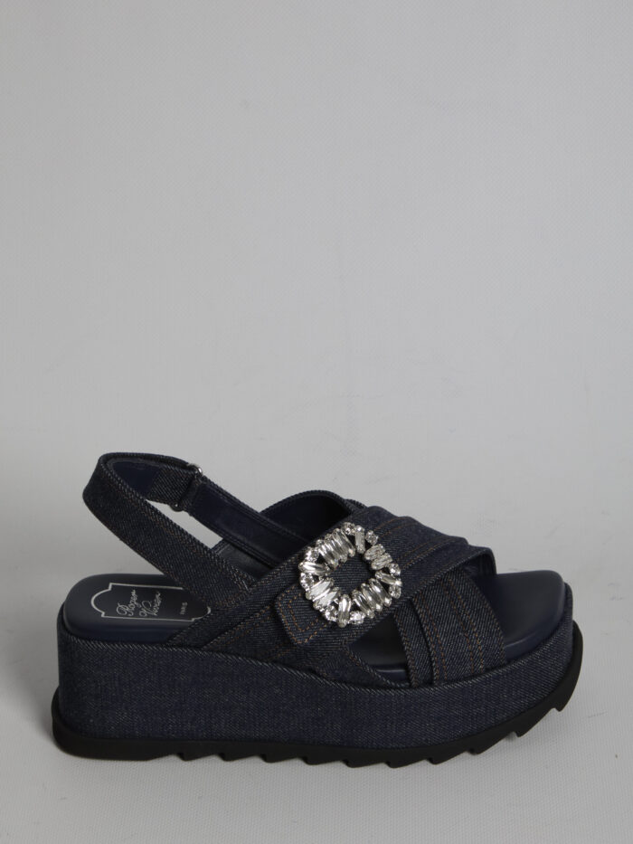 Roger Vivier Denim wedge sandals