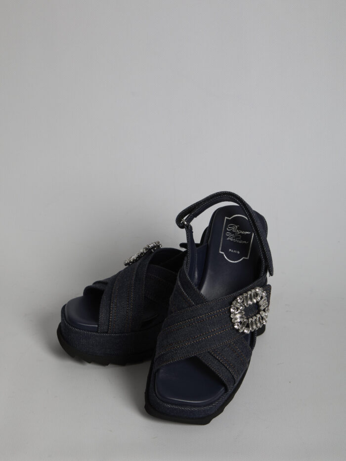Roger Vivier Denim wedge sandals