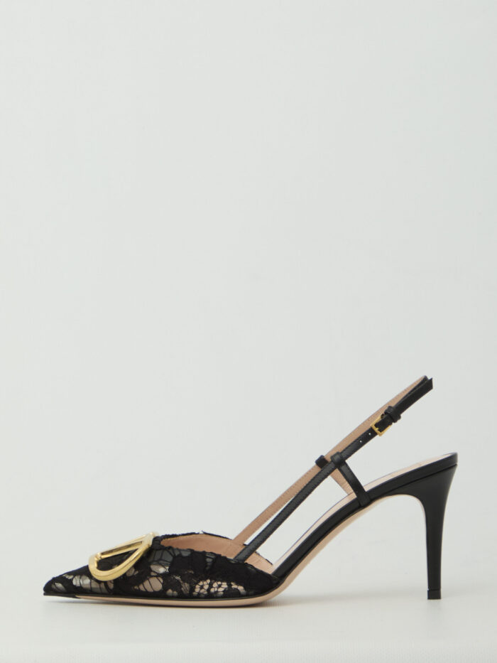 Valentino Garavani VLogo Signature slingback pumps in lace