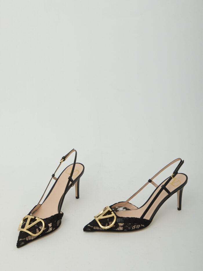 Valentino Garavani VLogo Signature slingback pumps in lace