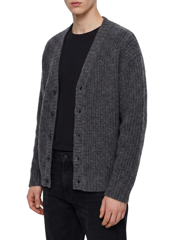 Roberto Collina Anthracite wool cardigan over