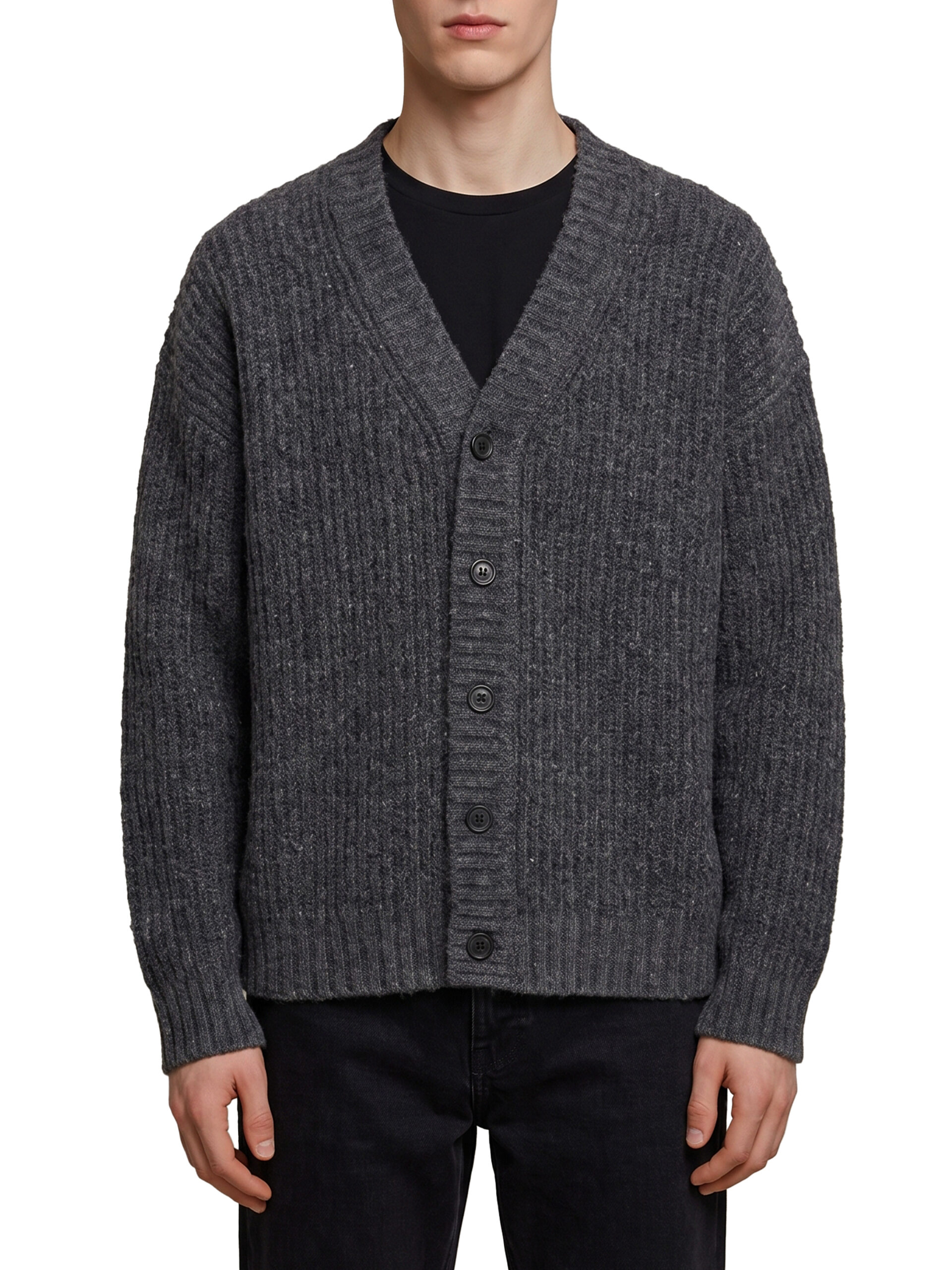 Roberto Collina Anthracite wool cardigan over