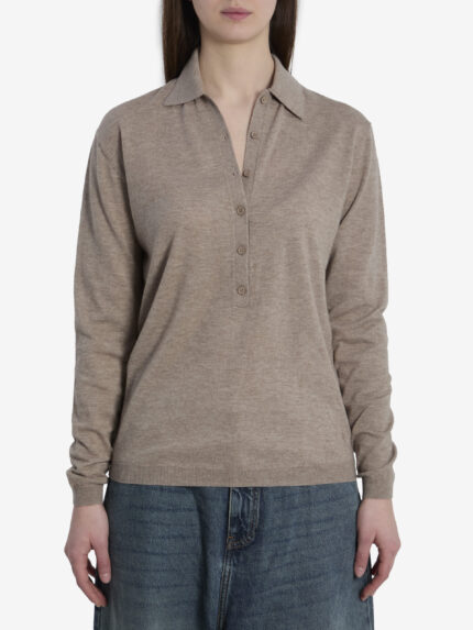 The Frankie Shop Tala knit V-neck polo
