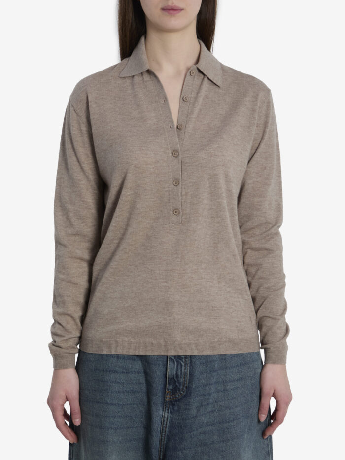 the frankie shop tala knit v neck polo The Frankie Shop Tala knit V-neck polo
