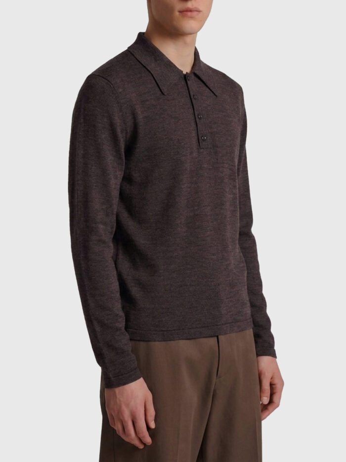 Lemaire Ecorce mouliné wool long-sleeve polo