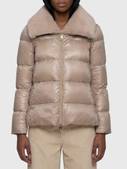 Herno Ultralight nylon and fur collar jacket