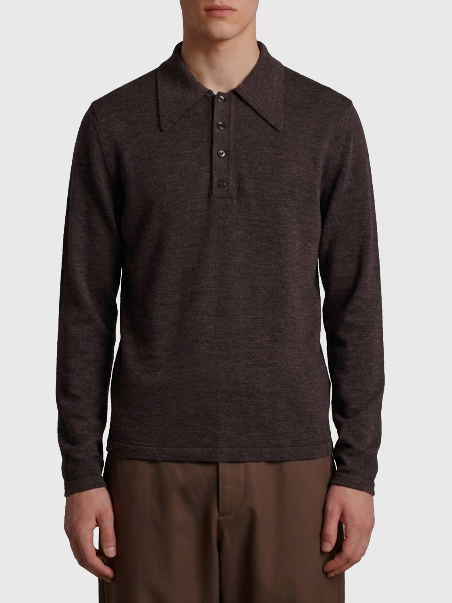 Lemaire Ecorce mouliné wool long-sleeve polo