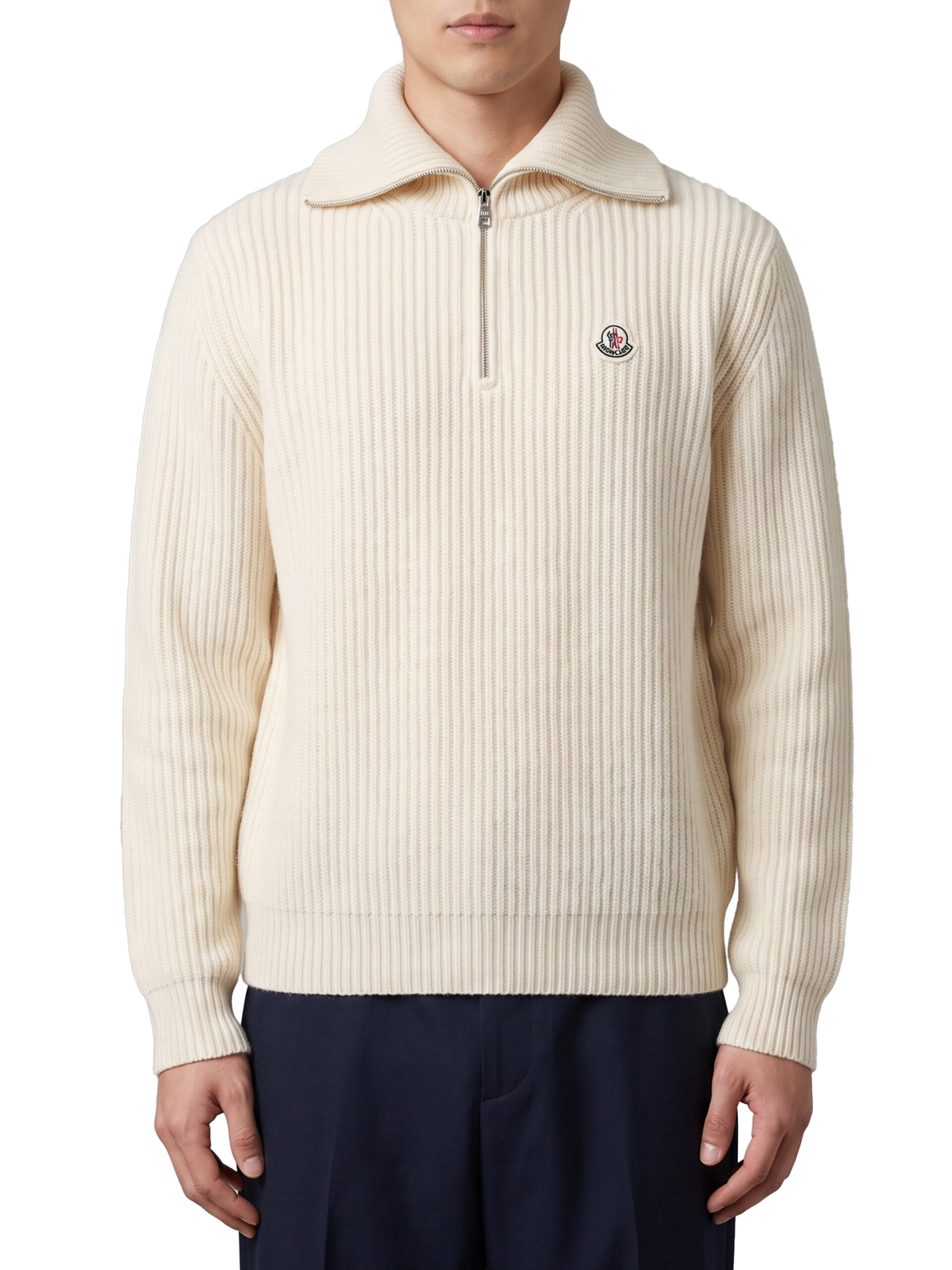 Moncler Ribbed wool turtleneck with logo
