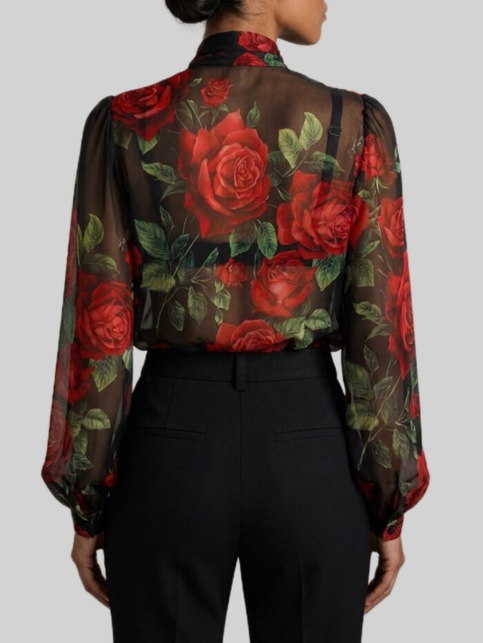 Dolce&gabbana Red Rose chiffon blouse