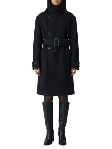 Lemaire Black fitted wrap coat