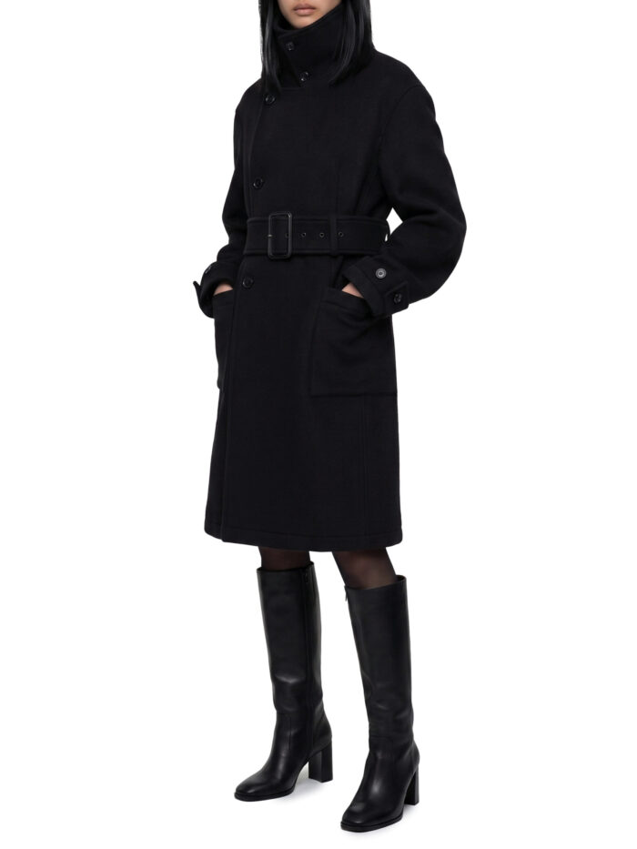 Lemaire Black fitted wrap coat