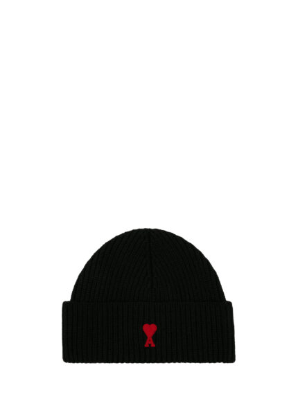 Ami Paris Black Ami de Coeur beanie