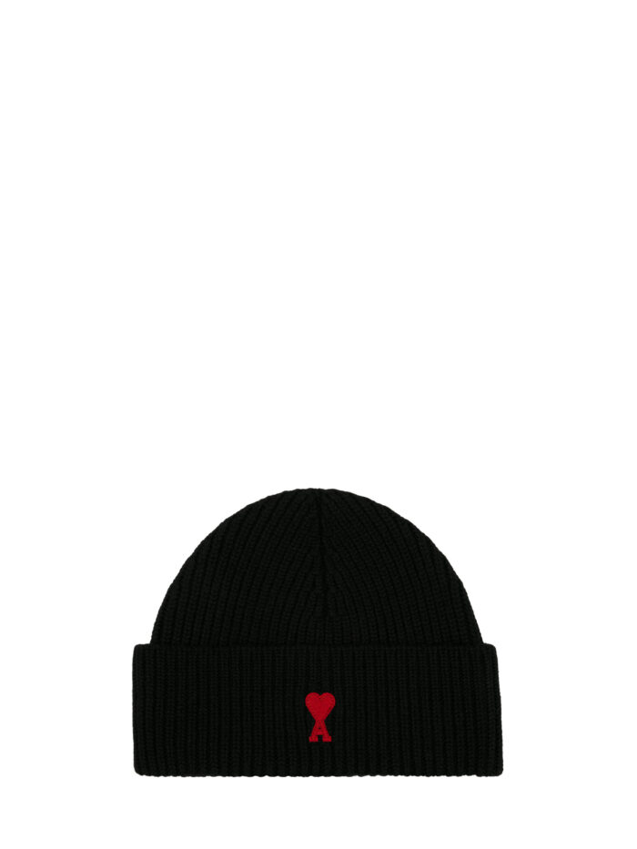 Ami Paris Black Ami de Coeur beanie