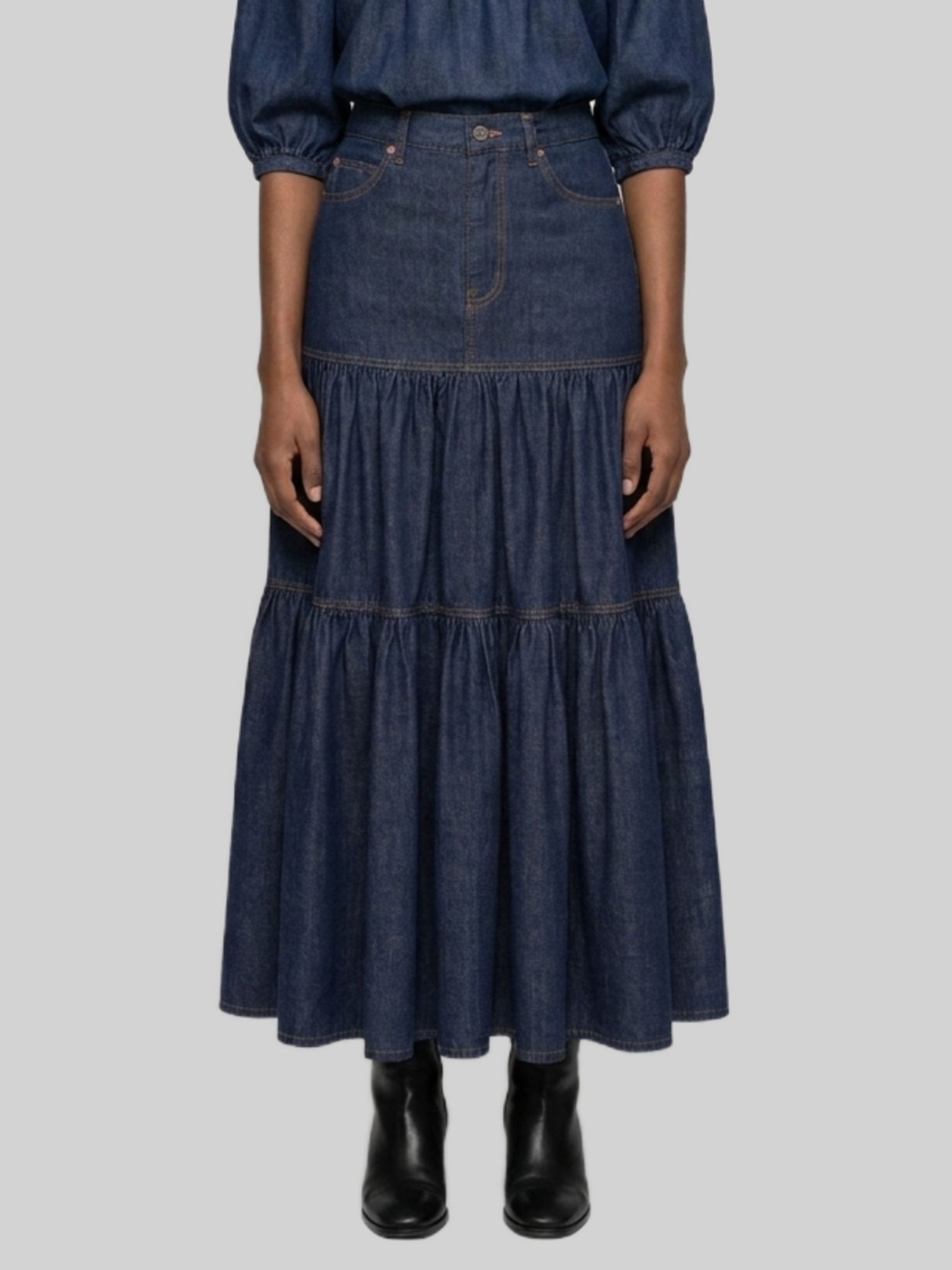 Saint Laurent Country skirt in Indigo denim