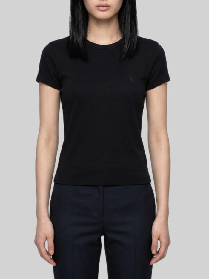 saint laurent slim fit t shirt with monogram Saint Laurent Slim Fit T-Shirt with Monogram