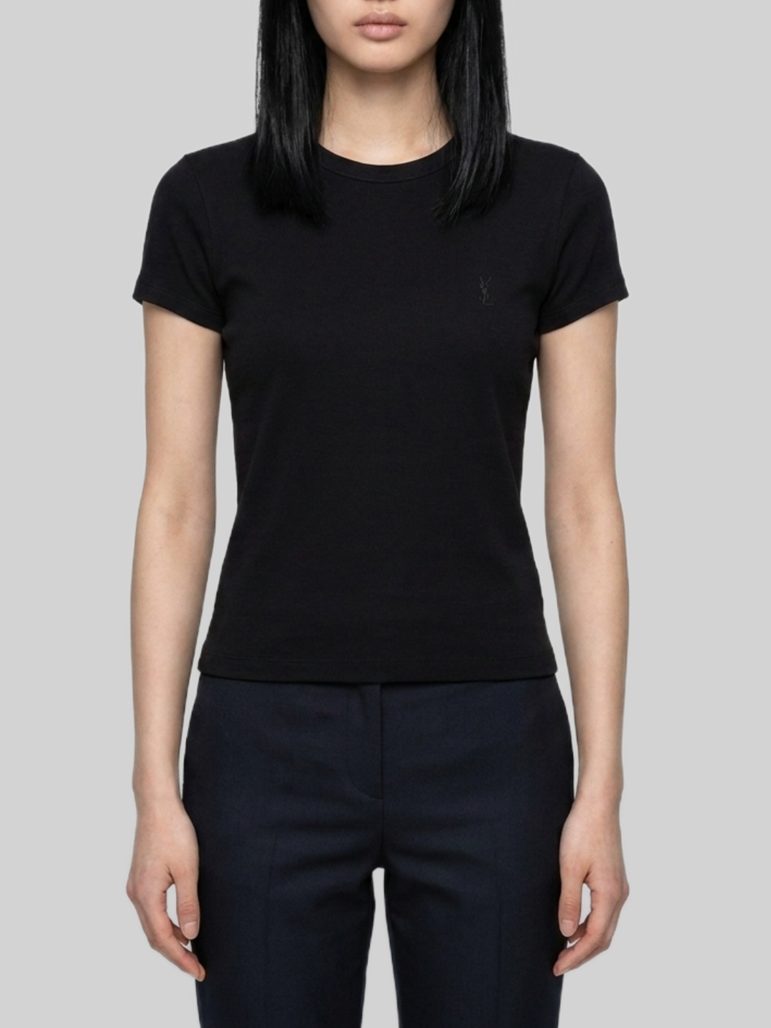 Saint Laurent Slim Fit T-Shirt with Monogram