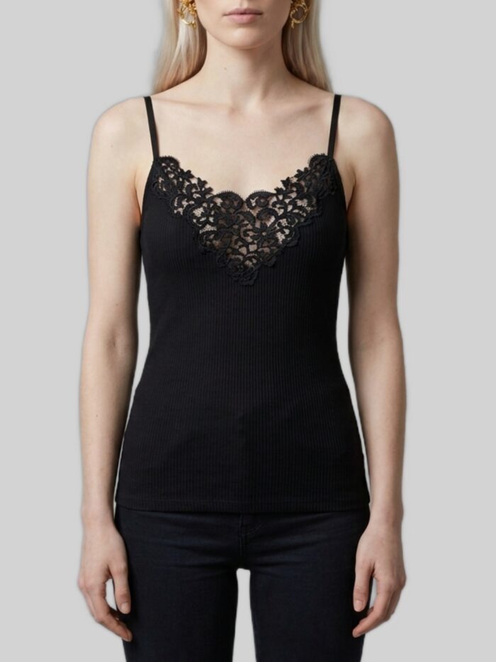 saint laurent ribbed silk guipure tank top Saint Laurent Ribbed silk guipure tank top