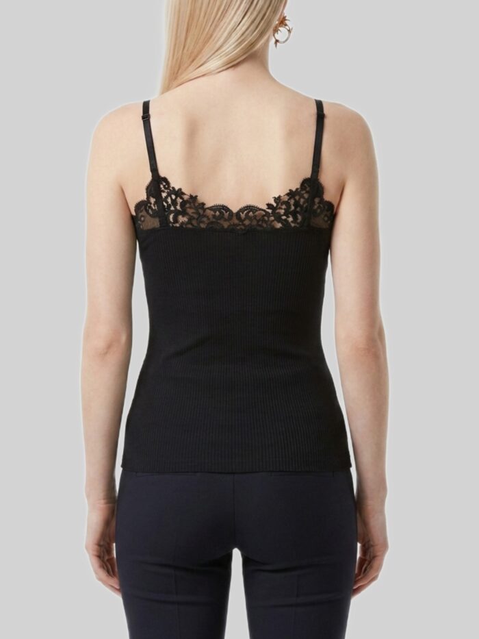 Saint Laurent Ribbed silk guipure tank top