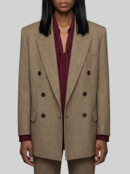 Saint Laurent Double-brested jacket in Prince of Wales puppytooth wool