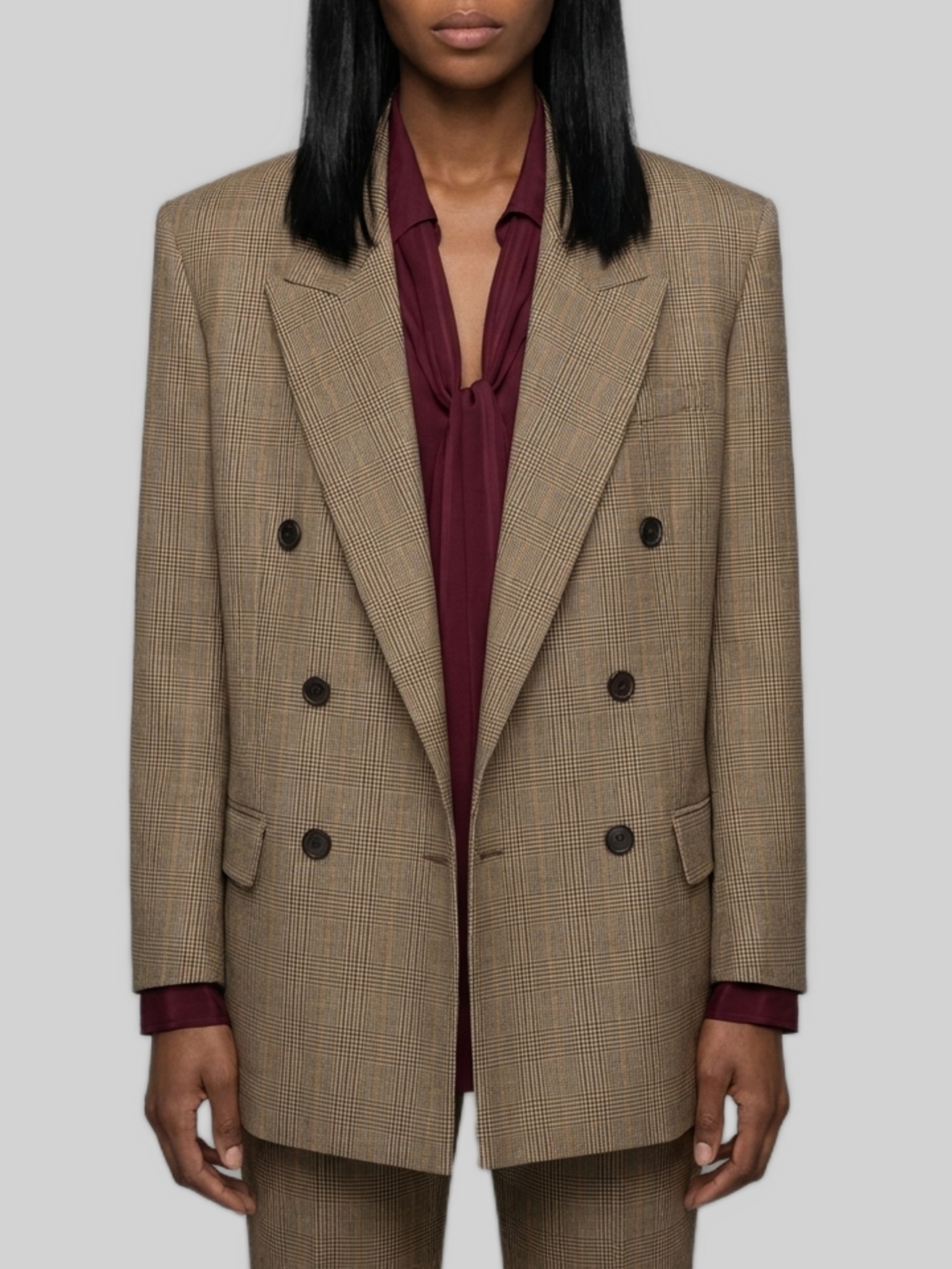 Saint Laurent Double-brested jacket in Prince of Wales puppytooth wool