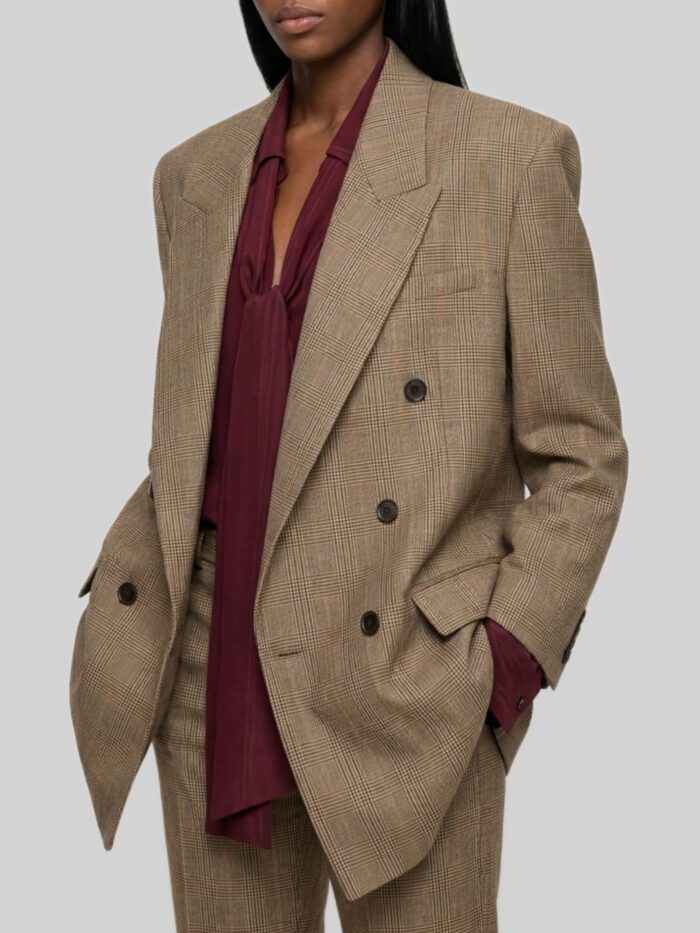 Saint Laurent Double-brested jacket in Prince of Wales puppytooth wool
