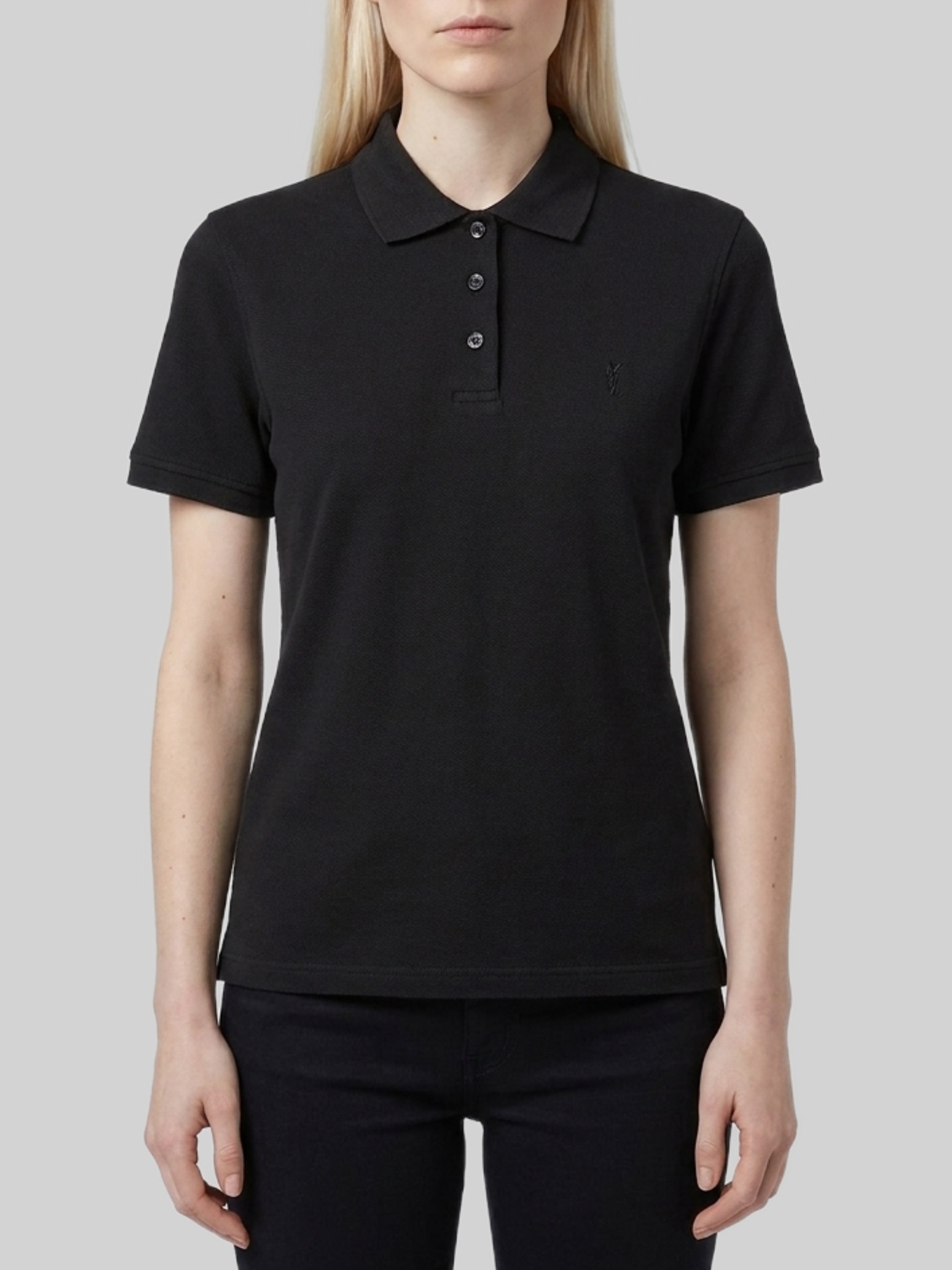 Saint Laurent Short Cassandre polo in cotton piqué