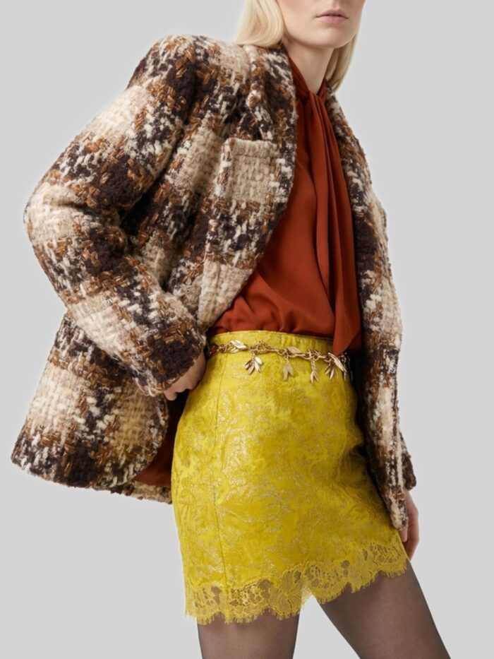 Saint Laurent Brocade and lace baroque mini skirt