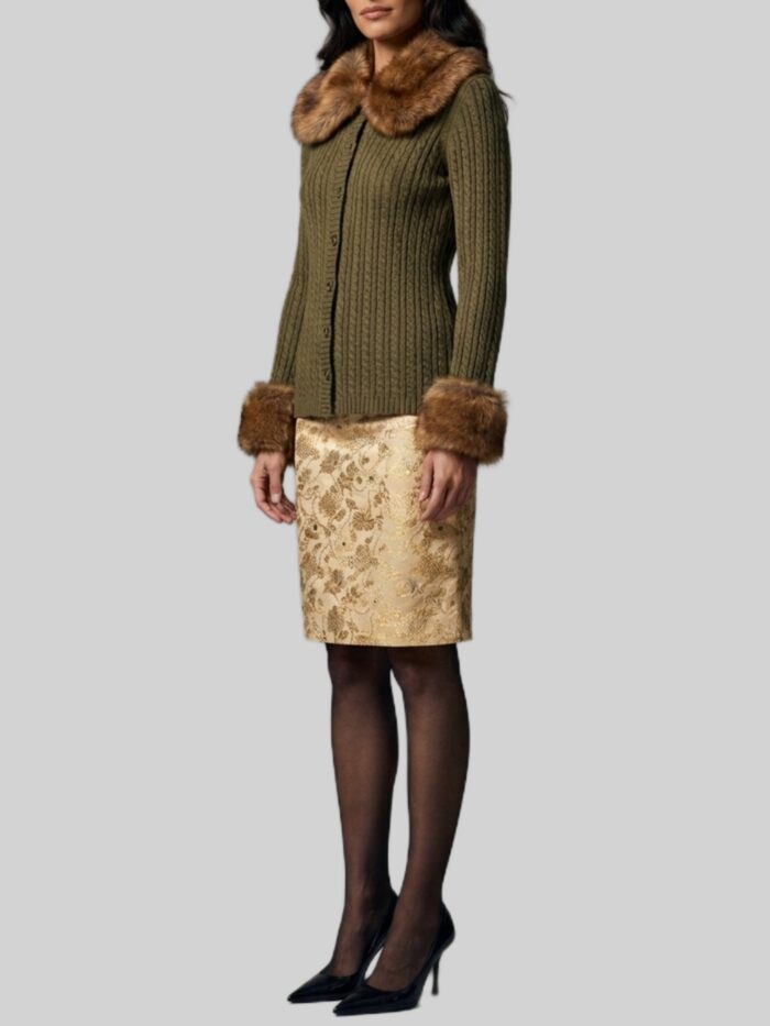 Saint Laurent Cardigan with shearling fur