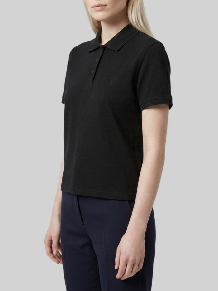 Saint Laurent Short Cassandre polo in cotton piqué