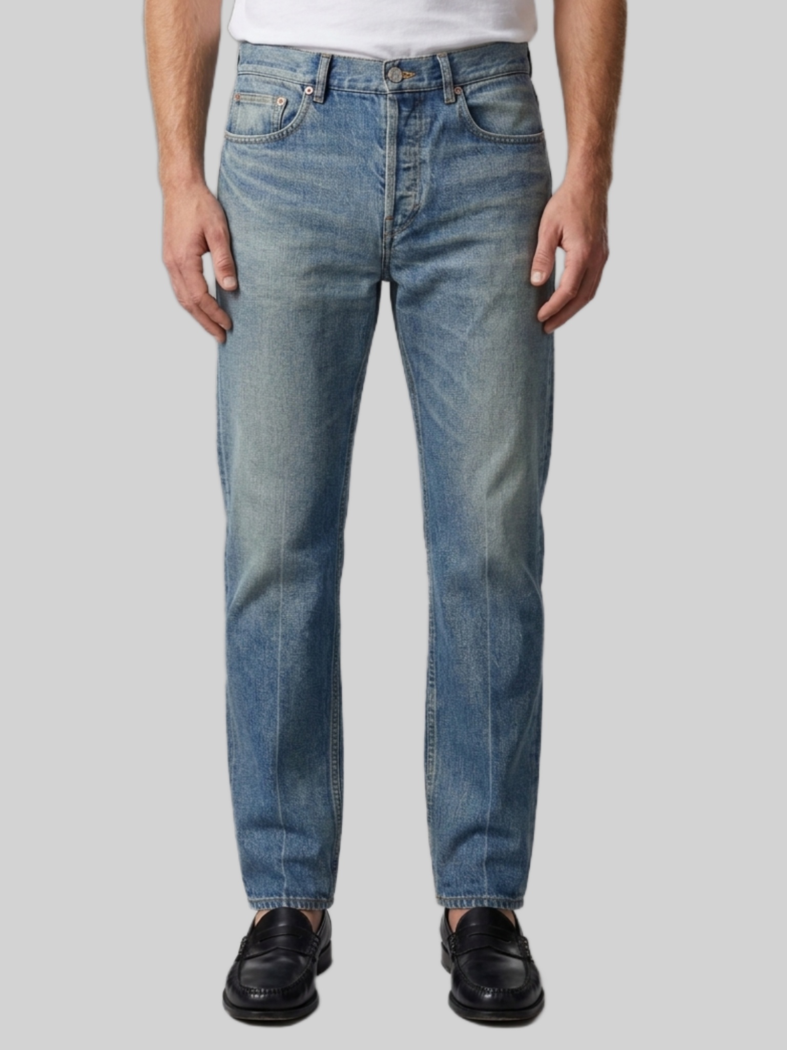 Saint Laurent Authentic Medium Blue relax tapered leg jeans