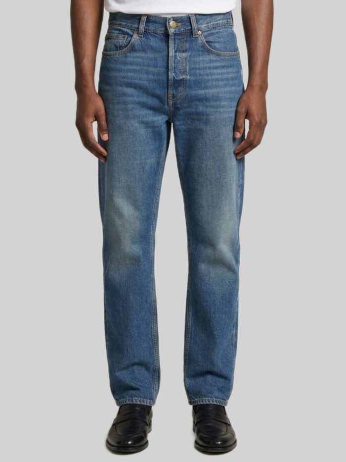 saint laurent north medium blue straight wide leg jeans Saint Laurent North Medium Blue straight wide-leg jeans