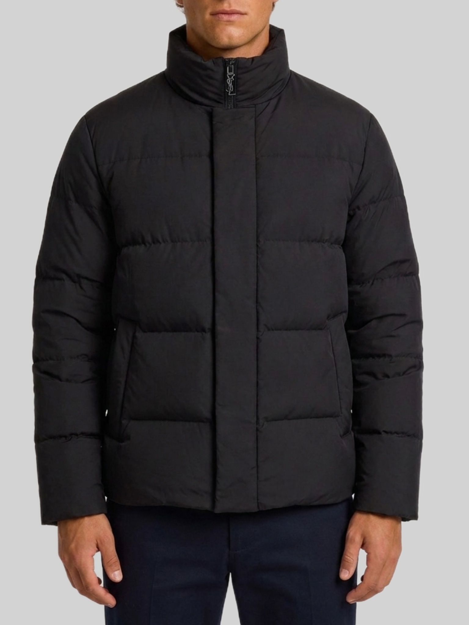 Saint Laurent Black Cassandre puffer jacket
