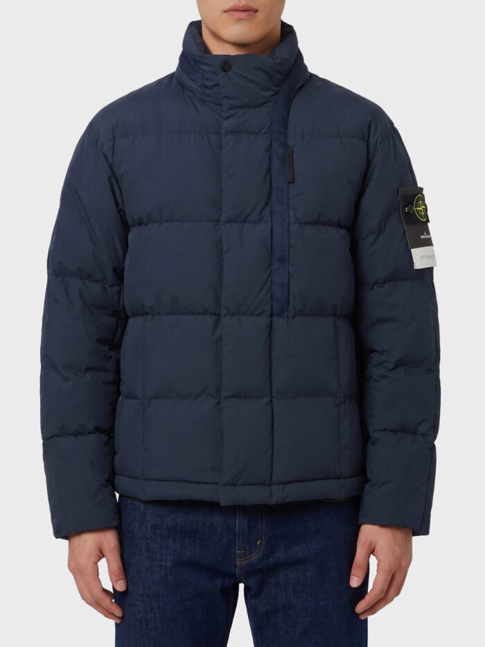 stone island navy cotton and nylon canvas down jacket Stone Island Navy cotton and nylon canvas down jacket