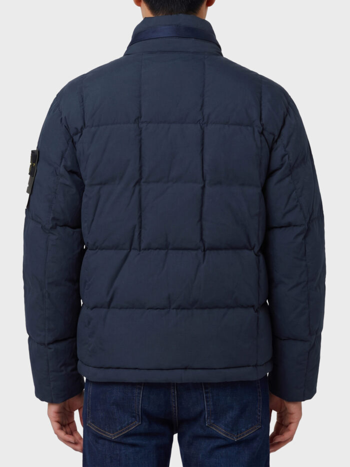 Stone Island Navy cotton and nylon canvas down jacket