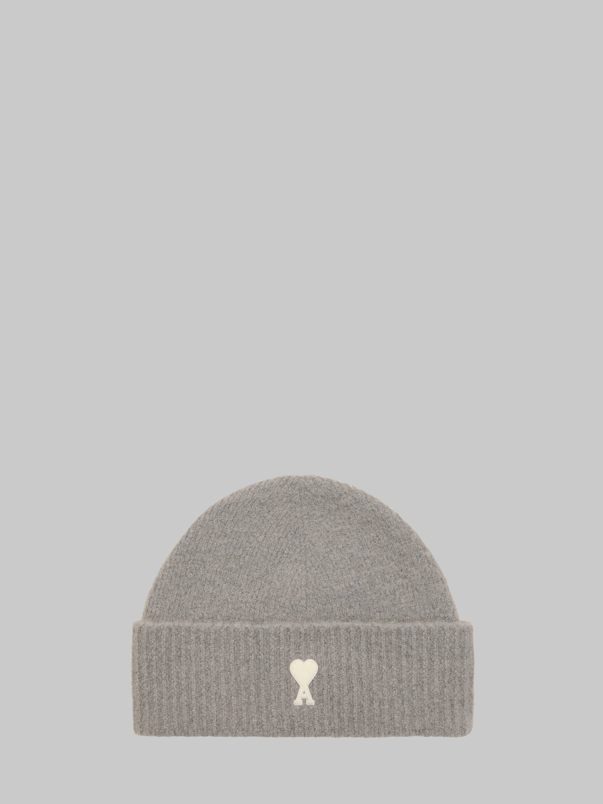 Ami Paris Grey alpaca Ami de Coeur beanie