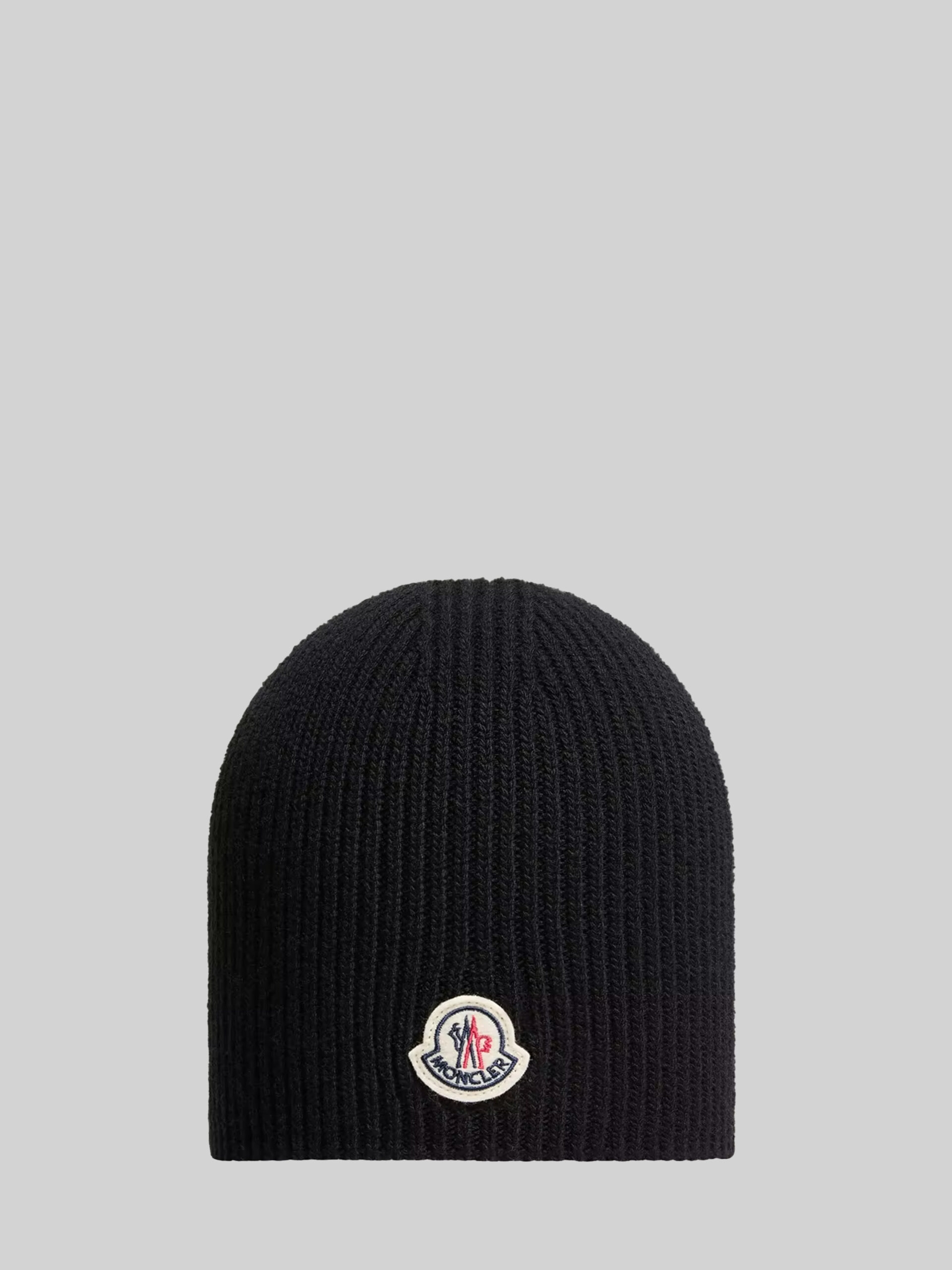 Moncler Black logo wool beanie