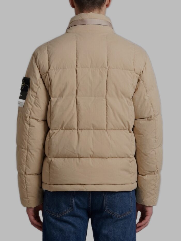 Stone Island Beige cotton and nylon canvas down jacket.