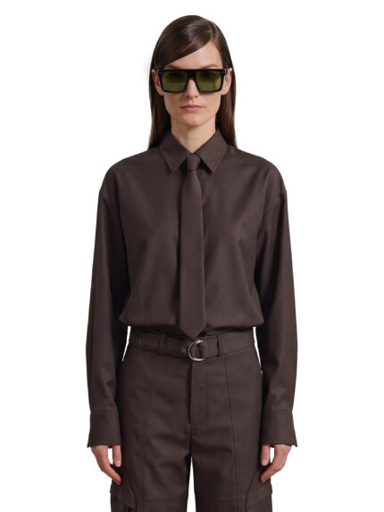 The Frankie Shop Brown Peri tie neck shirt