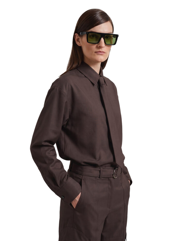 The Frankie Shop Brown Peri tie neck shirt