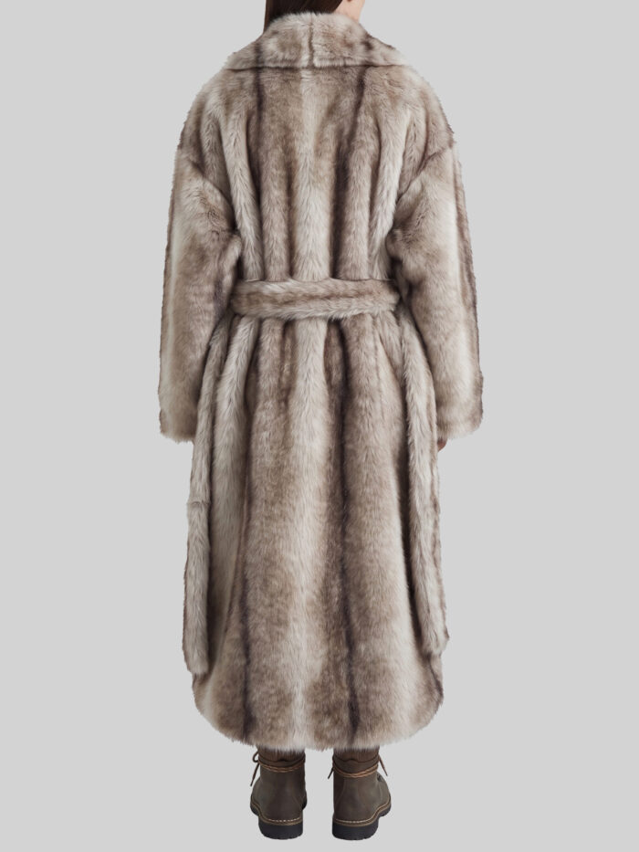 The Frankie Shop Grey Ravello faux fur robe coat