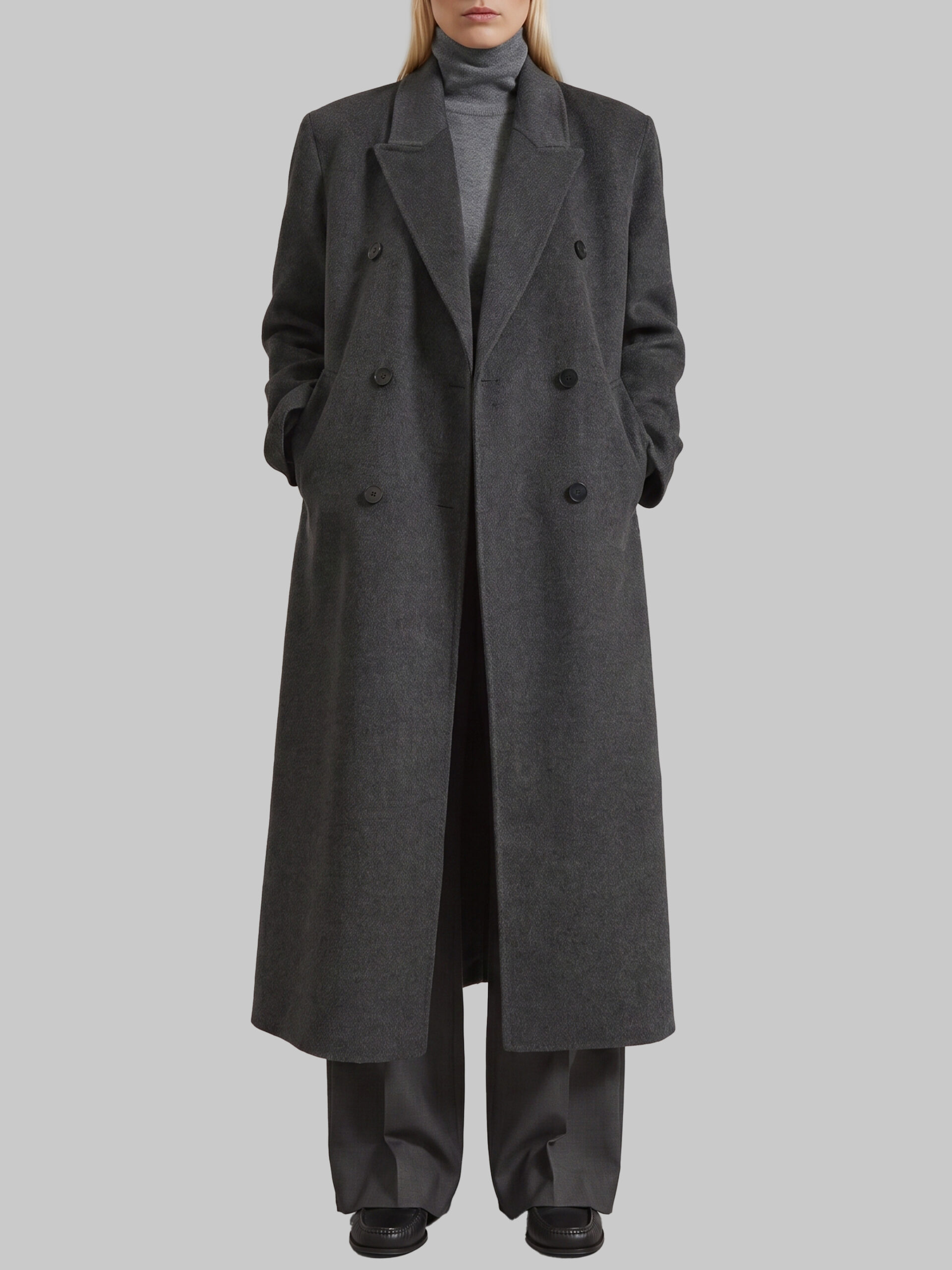 The Frankie Shop Grey Gaia double-breasted coat