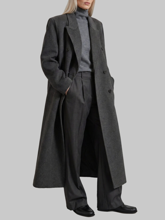 The Frankie Shop Grey Gaia double-breasted coat