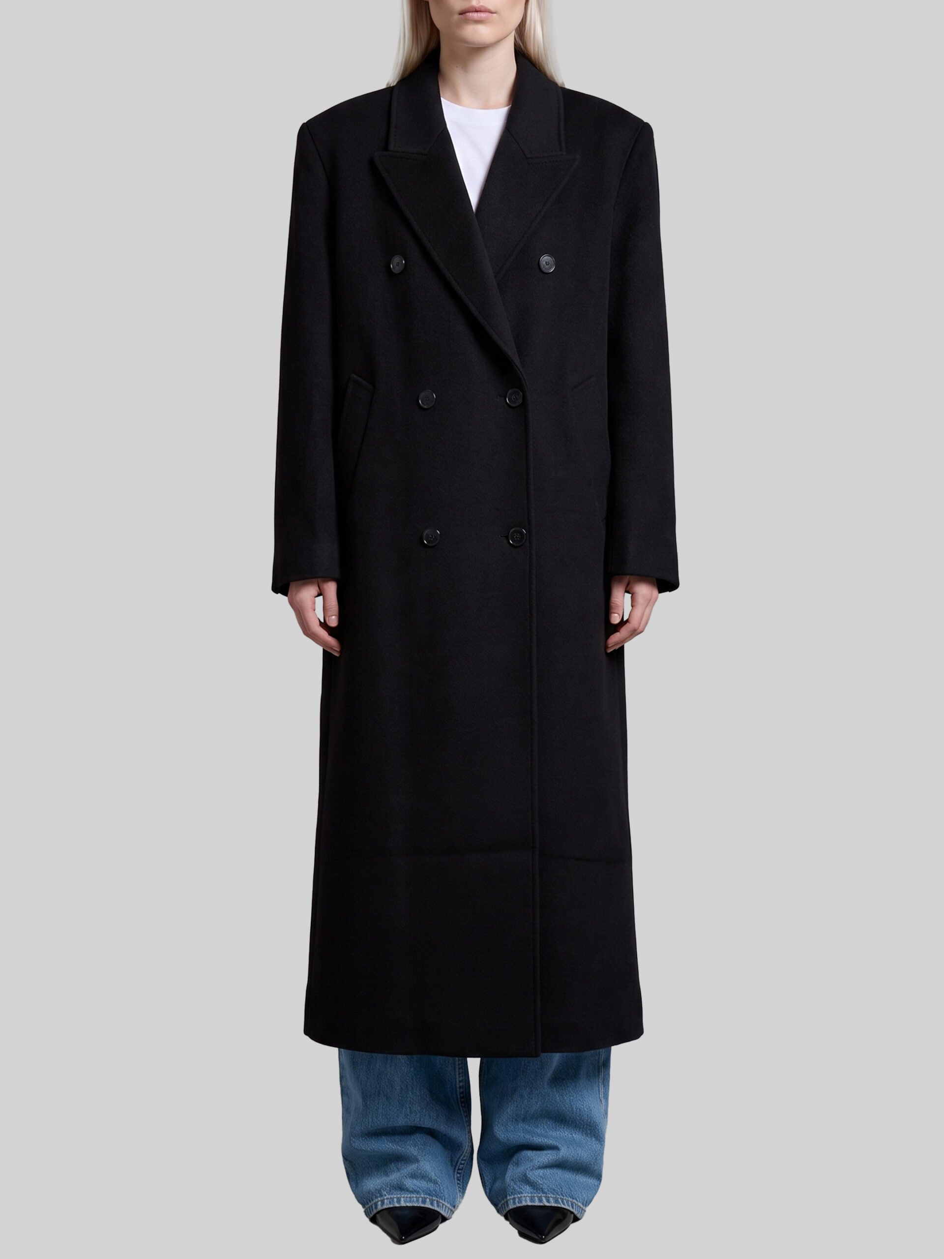 The Frankie Shop Black Gaia double-breasted coat