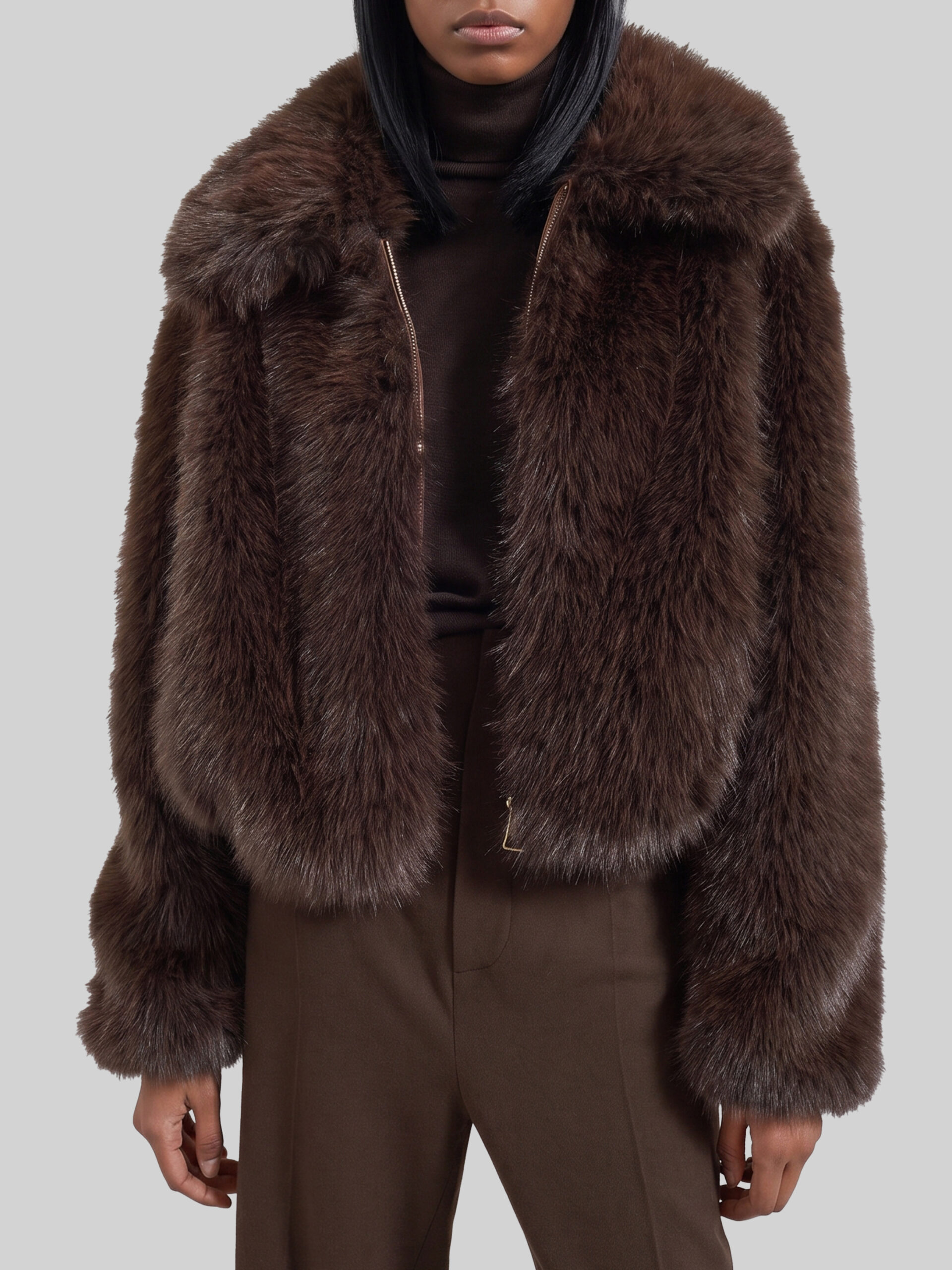 The Frankie Shop Dark Plum Hope Faux Fur jacket