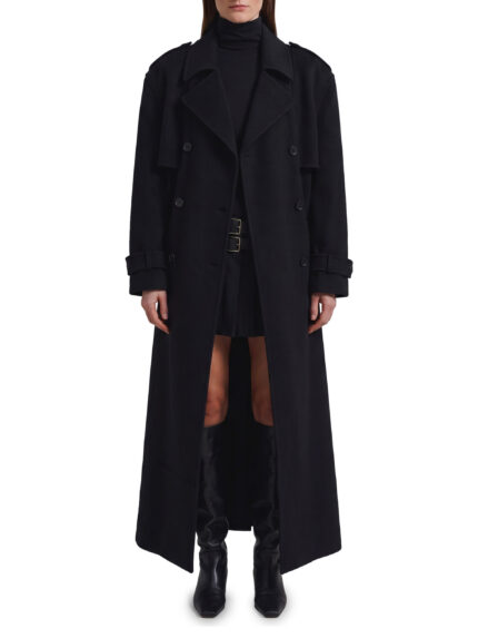 The Frankie Shop Black Nikola padded trench coat