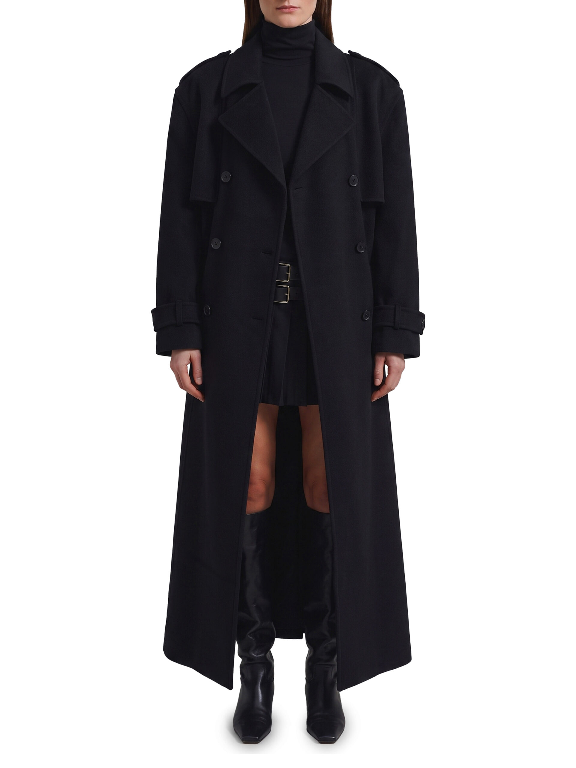 The Frankie Shop Black Nikola padded trench coat