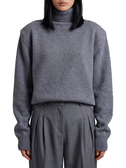 The Frankie Shop Dark grey Gala padded knit turtleneck
