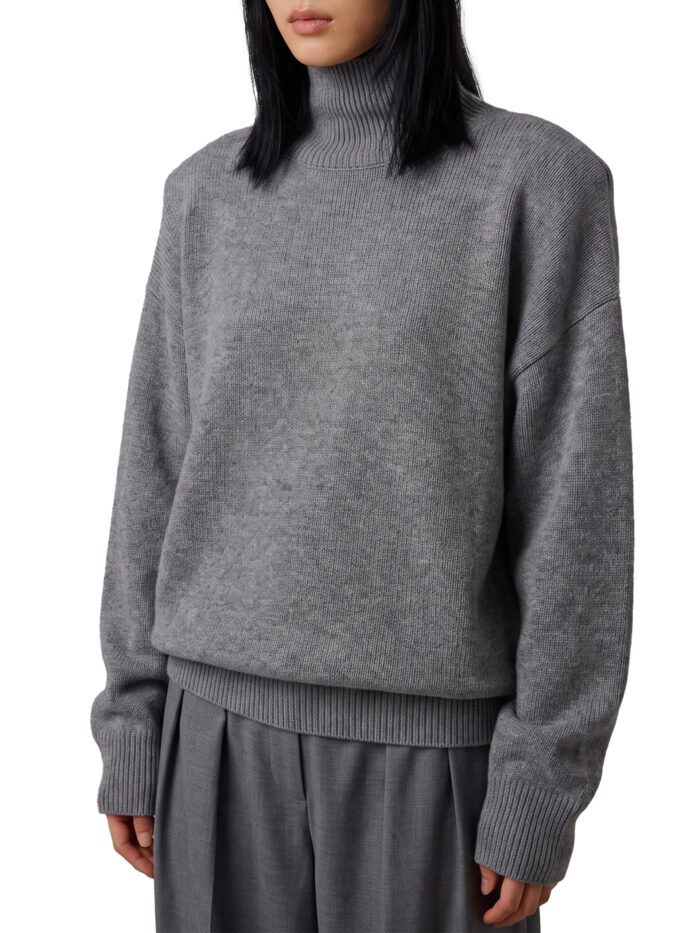 The Frankie Shop Dark grey Gala padded knit turtleneck