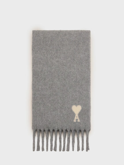Ami Paris Grey alpaca Ami de Coeur scarf