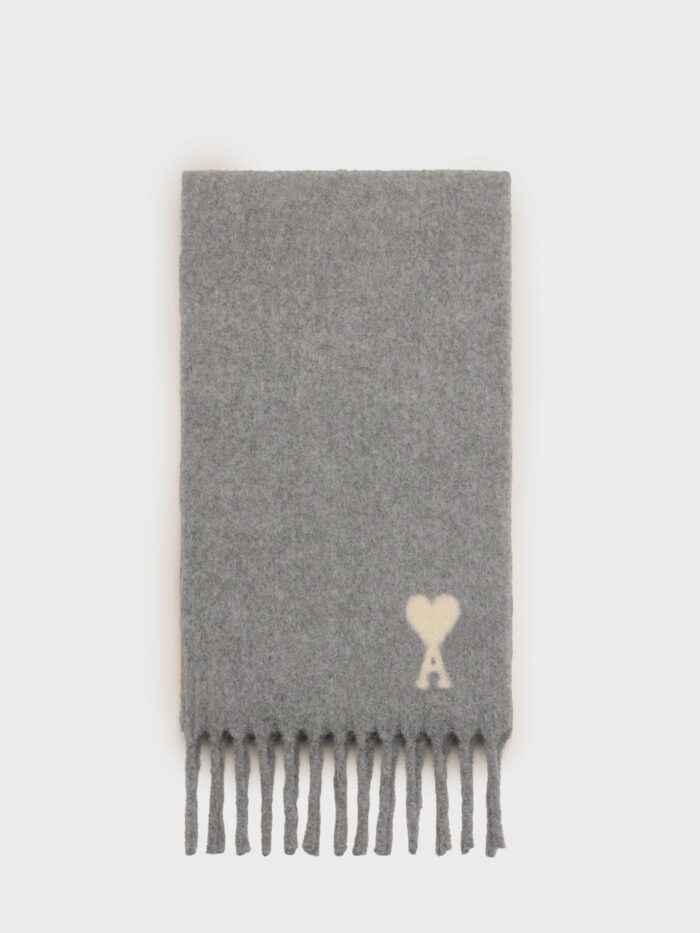 Ami Paris Grey alpaca Ami de Coeur scarf